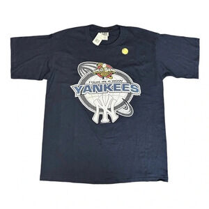 NY Yankees 2001 World Series Champions Navy T-Shirt Size L Vintage NWT